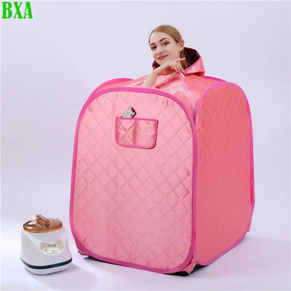 Household Double Sweat Steam Sauna Box Portable Tent with Wet Function 120*75*75 (Box and steamer+gift+medicine cup)