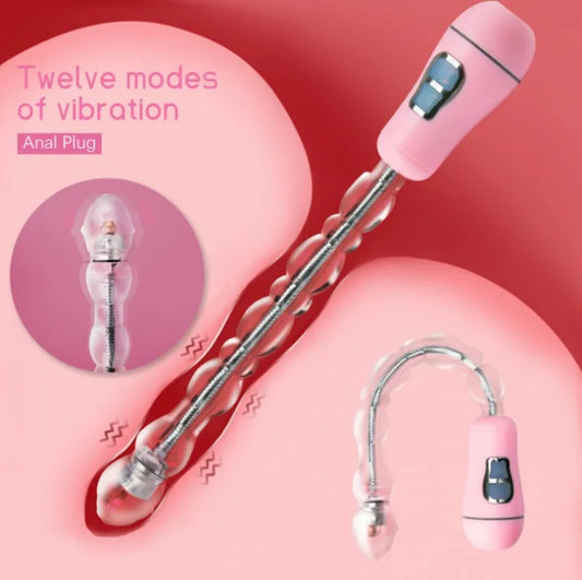 Anal Beads Vibrator Butt Plug 12-modes Adult Sex Toys for Women Vagina G Spot Stimulator Men Prostate Massager Dildo Masturbator