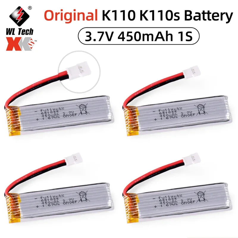 Wltoys RC Battery K110 K110s Battery 3.7V 450mAh 1S with Ph2.54 Plug for XK V977 V930 Helicopter RC Parts Accessory