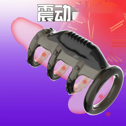 Vibrator 4-Ring Sleeve Penis Cock Men Semon Lock Delay Ejaculation Cockring Masturbator For Women Vagina Stimulator Sex Toy