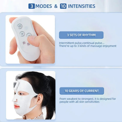 NEW EMS Facial Mask Low Frequency Microcurrent Double Chin Reduce Beauty Face Lifting Machine Hydration Skin Tightening Mask