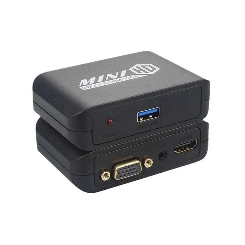 USB 3.0 To HDMI Audio Converter - USB To VGA Extender - HD Video Dual Display with 3.5mm Audio