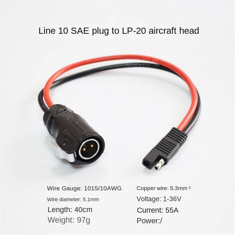 10AWG Pure Copper Quick Battery Connector Solar PV Cable SAE To LP-20 Aviation Plug Wire 40cm