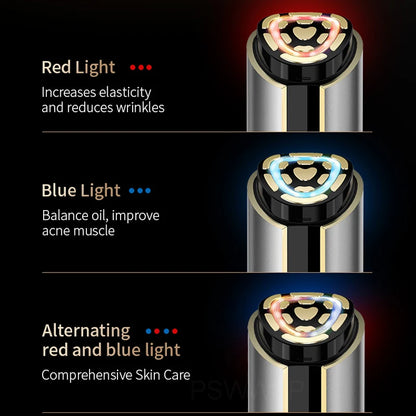 Face Massager Beauty Instrument EMS Skin Tighten LED Red Blue Light Lifting Facial Massager Multipolar Pulse Electroporation