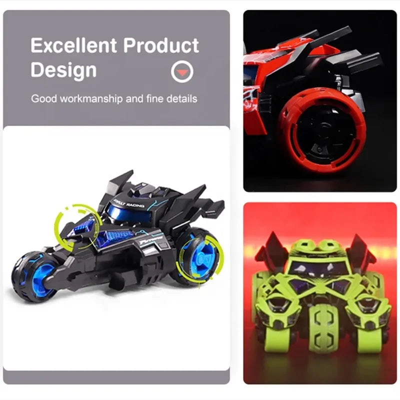 2 Alloy Catapult Racing Car 1:32 Music Sound Light Electric Car Motorcycle 2 To 1 Deformation Toy High Speed Battle Toys for Boy