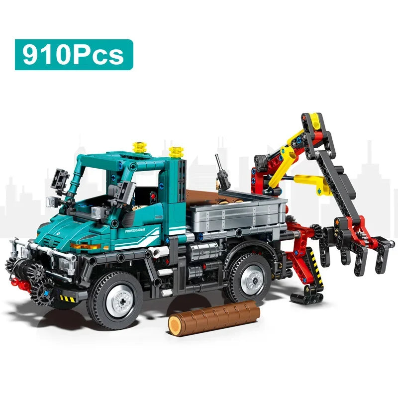 910Pcs MOC Blocks Mechanical Farm Engineering Car Model Building Blocks City Unimog Truck Figures Bricks Toys Kids Adult Gift