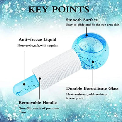 2PCS Beauty Ice Hockey Energy Beauty Crystal Ball Facial Cooling Ice Globes Water Wave For Face And Eye Massage Roller Skin Care