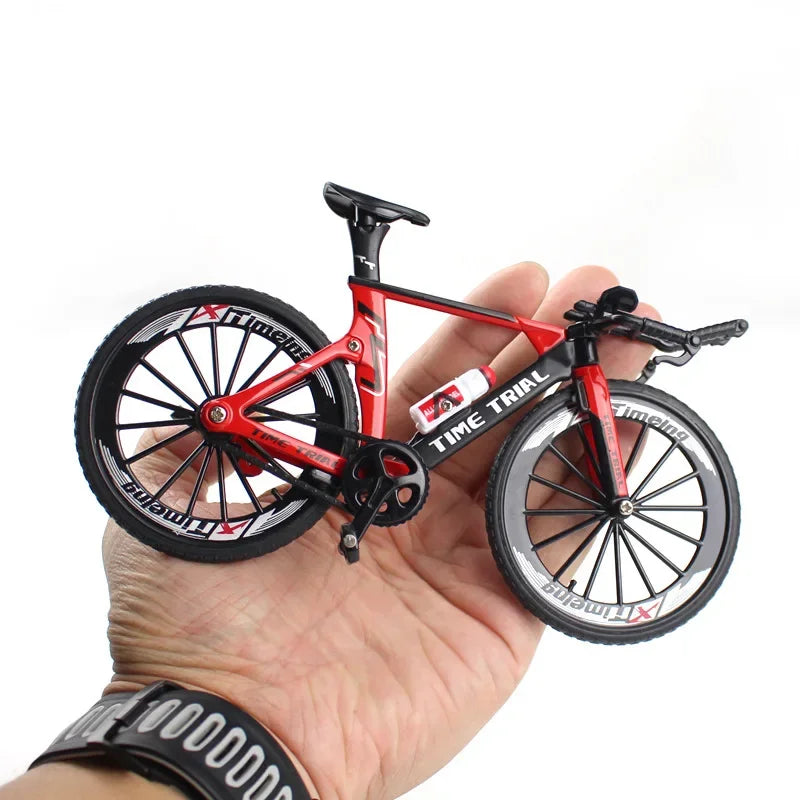 1:10 Mini Alloy Bicycle Model Diecast Metal Finger Mountain Bike Racing Toy Bend Road Simulation Collection Toys for Children