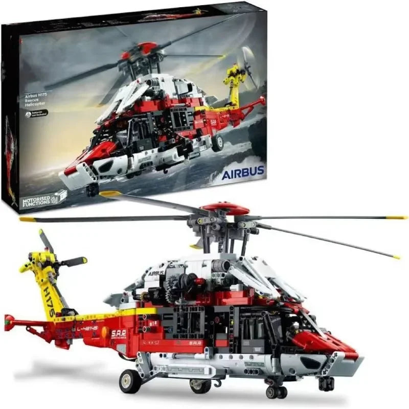 2001 Pcs Technical Airbus H175 Rescue Helicopter 42145 for Boy Girls Gift Motorised Functions Model Building Block Toy