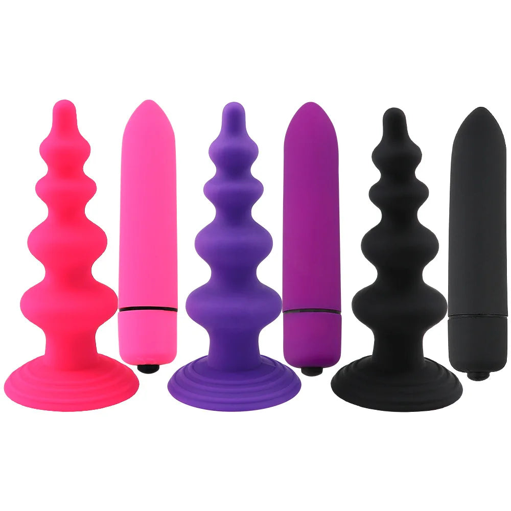 1PCS Soft 100% Silicone 4-Beads 10-Speed Vibrating Anal Plug Anal Beads Masturbator Vibrator Sex Toys for Couple Men/Women