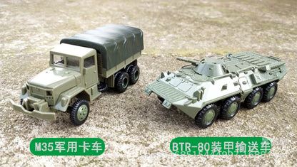 1PCS 4D 1/72  Assembly Model M35 Truck BTR-80 Armored Personnel Carrier Military Toy Car Ornaments Sandpan Game Toys for Gifts