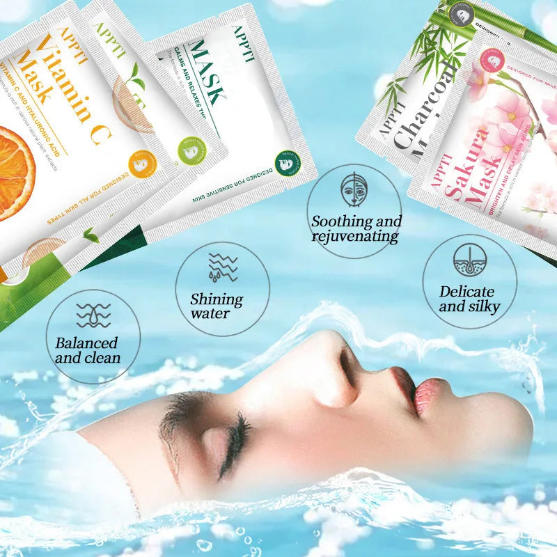 10PCS Plant Face Mask Skin Care 30ml Plant Facial Mask Moisturizing Oil Control Blackhead Remover Wrapped Mask Face Hydrating