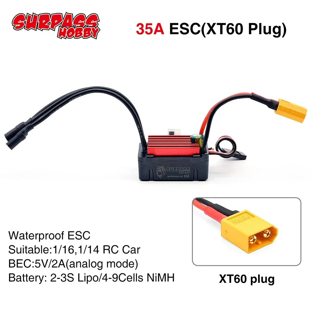 SURPASSHOBBY ESC 150A 80A 120A 25A 35A 45A 60A Waterproof for 1/8 1/10 1/12 RC Car Brushless Motor