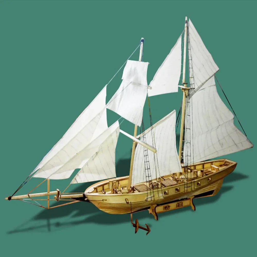 Wooden Assembled Ancient Sailboat Model Building Kits Sailboat DIY Hobby Sailing Toys for Kids Desktop Diorama Decoration