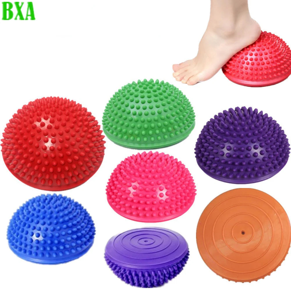 1PCS GYM Pilates Fitness Balancing Ball PVC Yoga Ball 16cm Inflatable Massage Point Half Fit Ball Balance Trainer Stabilizer