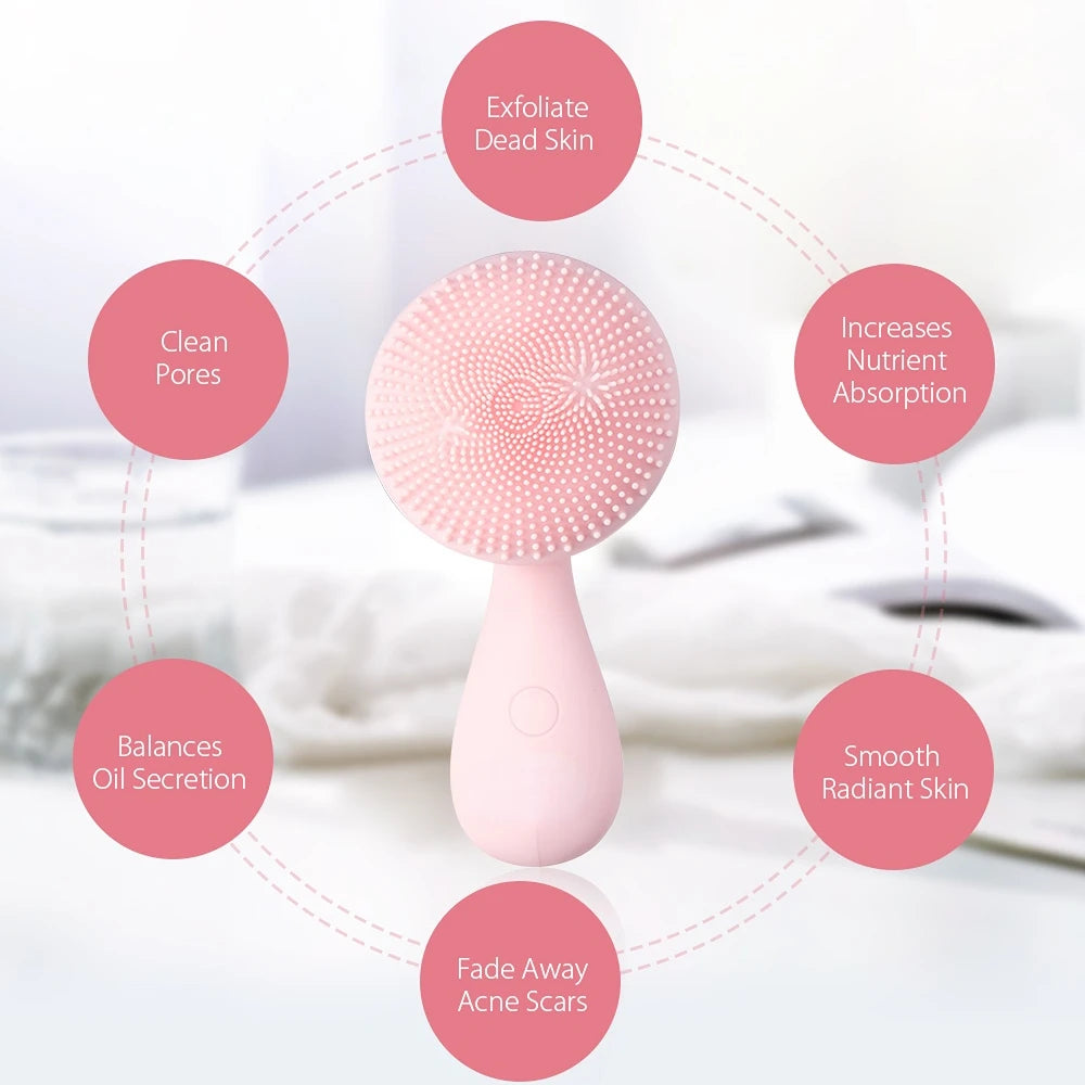 SJ01 Silicone Ultrasonic Facial Brush Cleansing Brush Face Body Cleanser 4 Modes with Rotating Magnetic Beads Skin Rejuvenation