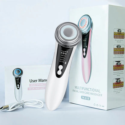 NEW Face Massager Skin 5 In 1 Rejuvenation Massage LED Face Lift Beauty Vibration Anti-wrinkle Anti-aging Radio Frequency