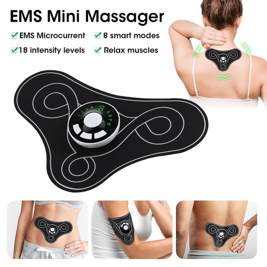 Mini Body Massager Rechargeable Back Shoulder Neck Waist Electric Muscle Stimulator Micro Current Pulse Massager