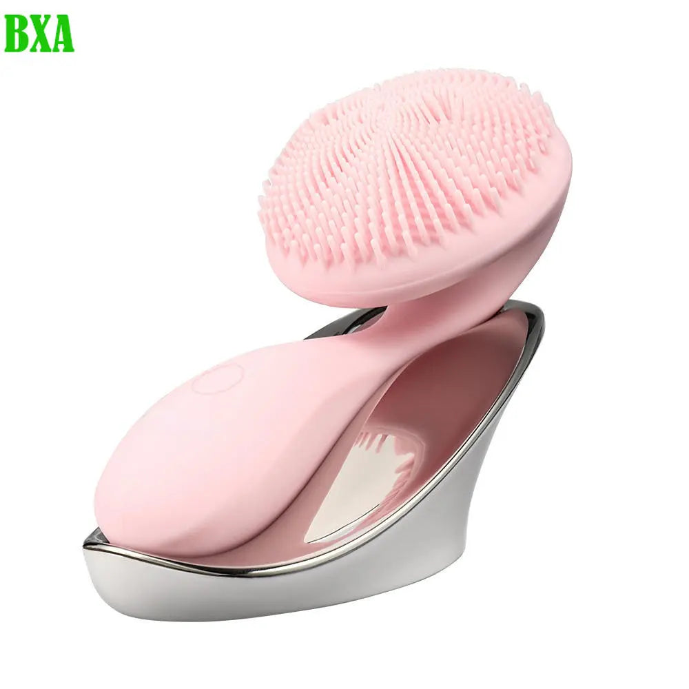 SJ01 Silicone Ultrasonic Facial Brush Cleansing Brush Face Body Cleanser 4 Modes with Rotating Magnetic Beads Skin Rejuvenation