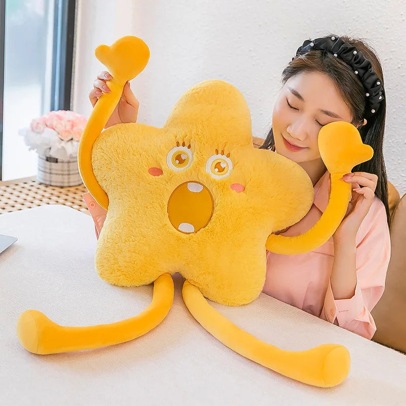 80cm Little Star Plush Doll Throw Pillow Soft Cute Sleeping Funny Girl Children's Toy Long Leg Monsters Doll Sofa Chair Cushion