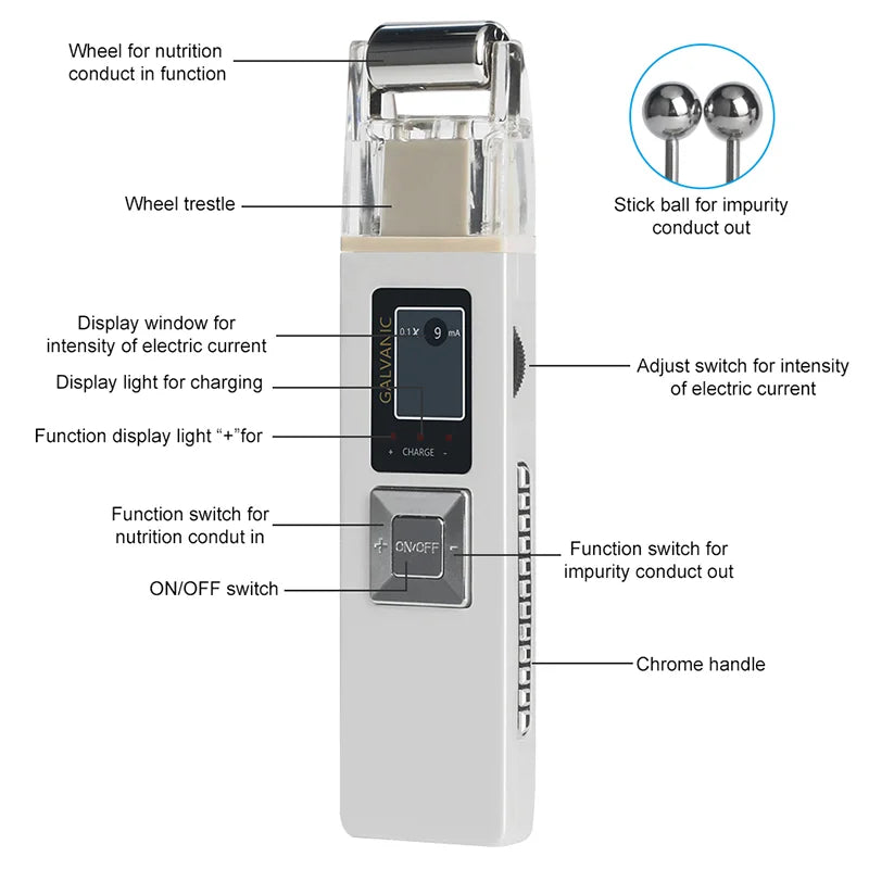 NEW Ion Face Beauty Apparatus Wireless Galvanic Microcurrent Massager Skin Firming Machine With 2 Heads Anti-aging SPA Beauty