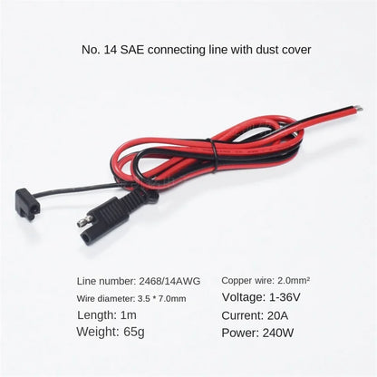 14AWG Solar Panel Extension Cable, Photovoltaic Inverter Connection, 2 Square, with Dust Cover, SAE Power Cable, 1M