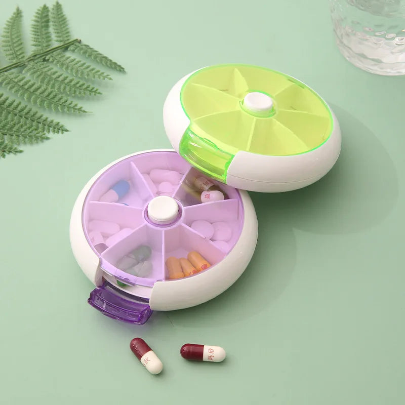 Portable Small Round Pill Box Portable 7 Days A Week Travel Pill Box Tablet Storage Box Container