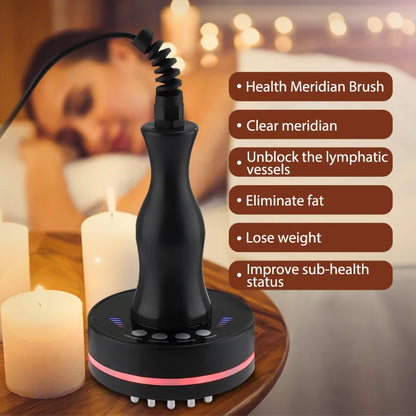 New Electric Body Massager Gua Sha Fat Burning Scraping Slimming Meridian Brush Guasha Vibration Infrared Heat Anti Cellulite