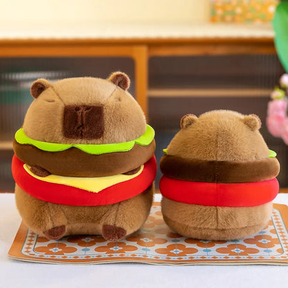 20CM/30CM Kawaii Capybara Plush Toy Hamburger Capibara Soft Stuffed Doll Kids Gift Home Car Decor Capibara Peluche Throw Pillow