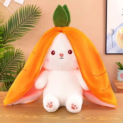 35/50/70cm Cute Transformation Strawberry Rabbit Doll Plush Toy Carrot Rabbit Small Fruit Doll Rabbit Sleeping Pillow Doll Gift