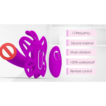 Soft Silicone 12-Frequency Wireless Remote Control Waterproof Butterfly Vibrator Dildos G-Spot Massager Masturbator For Women