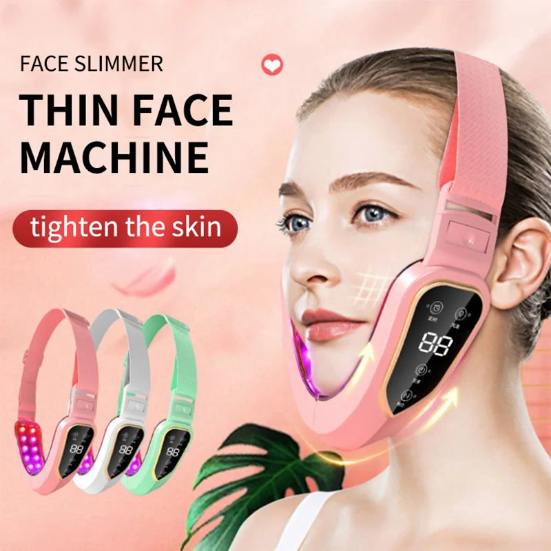 Double Chin V-shaped Face Lift Belt Machine NEW Face Lift Equipment LED Photon Therapy Face Slimming Vibration Massager