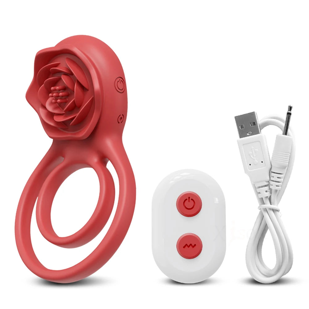 Wireless Remote Control Penis Rings Delay Ejaculation Sex Toys for Male Cock Rings Rose Toy Cock Ring Vibrator for Men and Woman