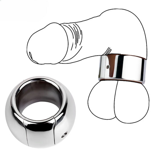 Stainless Steel Men's Thick Heavy Lock Penis Ring Exercise Massager Scrotum Weight-bearing Block Scrotal Load Restraint