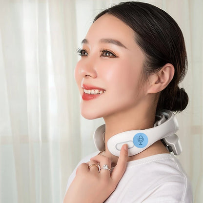 Smart Pulse Neck Massager Electric Vibration Pulse Cervical Massager Rechargeable Heating Voice Back Massage Muscle Relax Relax