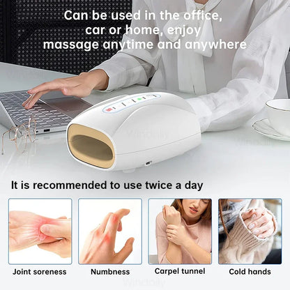 Electric Hand Massager Air Pressure Heat Compresses Heating Palm Finger Acupoint Massage Device For Pain Relief  Women Girl Gift