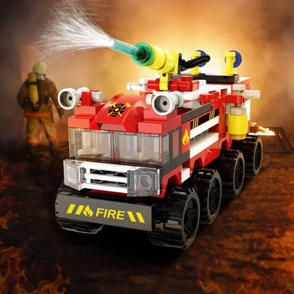 97PCS Small Fire Fighting Truck Helicopter Building Blocks Rescue Vehicle Firefighters Assemble Bricks Toys Gifts For Kids