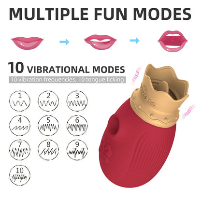 Sucking Nipple Clitoris Tongue lick Stimulator Sex Toys for woman Suction clitoral Vibrator Crown Rose Pussy Silicone Massager