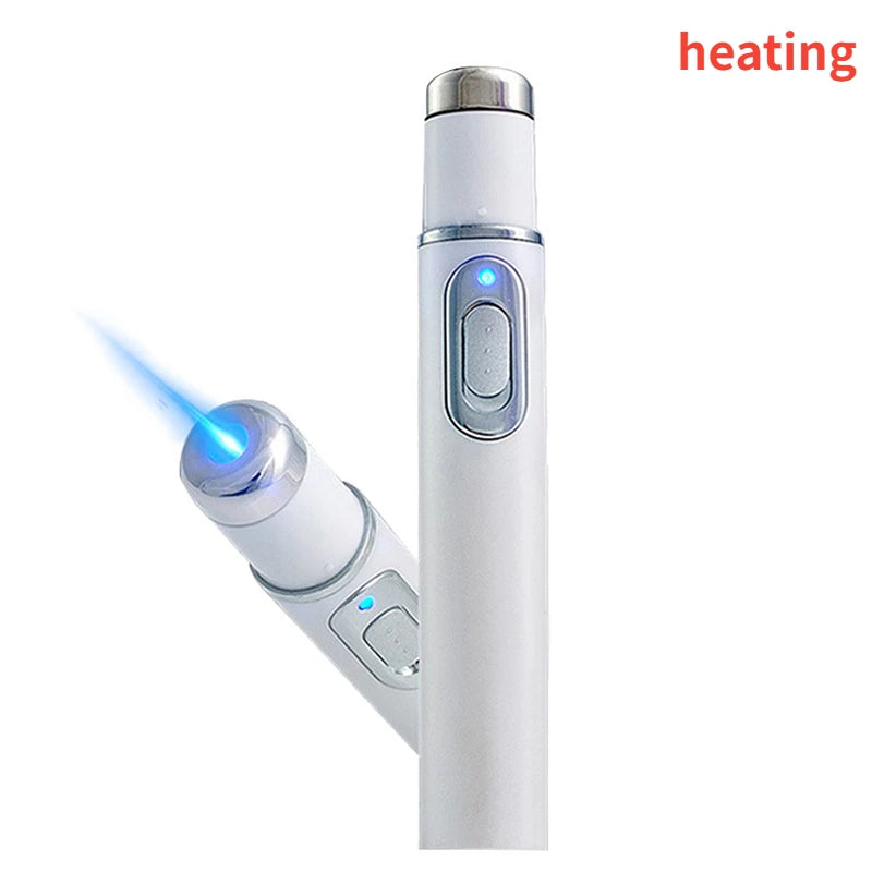 1PCS Blue Light Acne Pen Eye Massager Anti-Pouch Black Heating Eye Massager Stick Eye Beautifying Instrument (White)