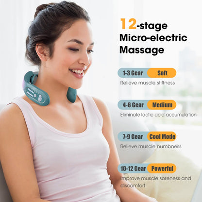 NEW Electric Neck Massager TENS 12 Gear Neck Massager Hot Compress for Shoulder and Neck Heat Muscle Relaxation and Relaxation