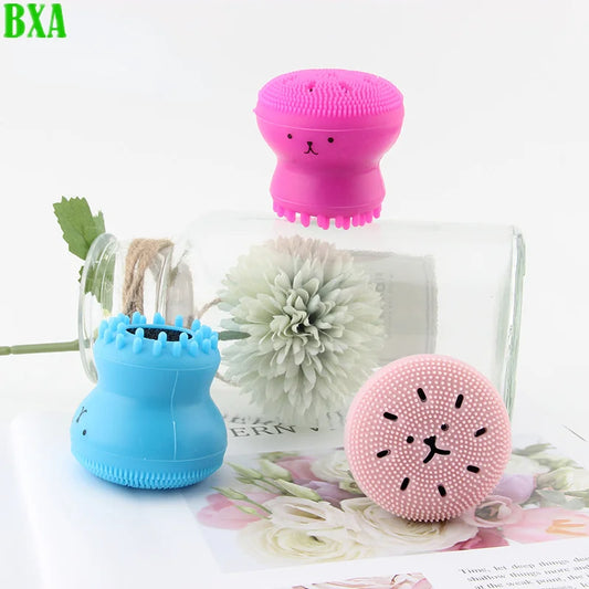 Silicone Cleaning Brush Multi-color Cute Little Octopus Deep Hole Exfoliating Face Wash Skin Care Facial Scrub Cleansing Tool