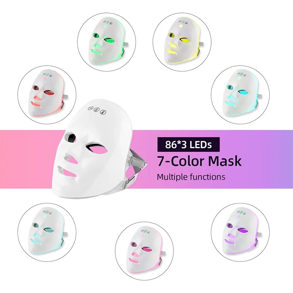 Anti-acne Wrinkle Removal Skin Care Beauty Massager Wireless LED Mask Hot Compress Photon Therapy Tender Skin Firming