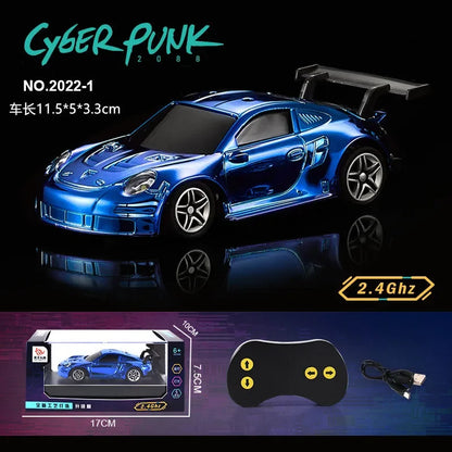 2.4G 4WD 1/43 Super Mini RC Car Electric Vehicle Model Kids Drift Toys Gold-plated Racing Light Pocket Remote Control Car