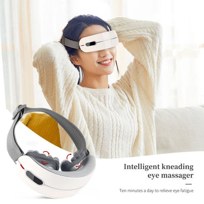 Heating Eye Massager with Bluetooth Music Airbag Vibration Eye Care Instrument Hot Compress Smart Massage Glasses for Migraines