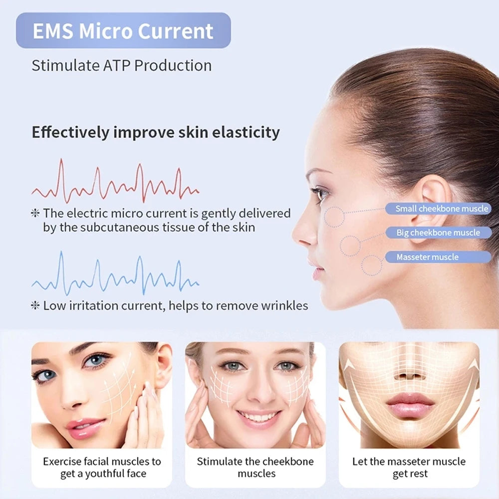 New EMS Electric Facial Massager V-Line Up Lift Belt V Face LED Face Skin Lifting Firming Beauty Device Double Chin Reducer