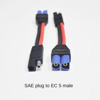 10AWG Silicone Copper Wire, SAE Plug To EC5 Male Connector, Solar Photovoltaic Panel Battery Power Cable, 15cm