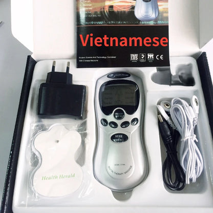 Multilingual 8 Mode Electric EMS Tens Muscle Stimulator EMS Acupuncture Face Body Massager Digital Therapy Herald Massage Tool