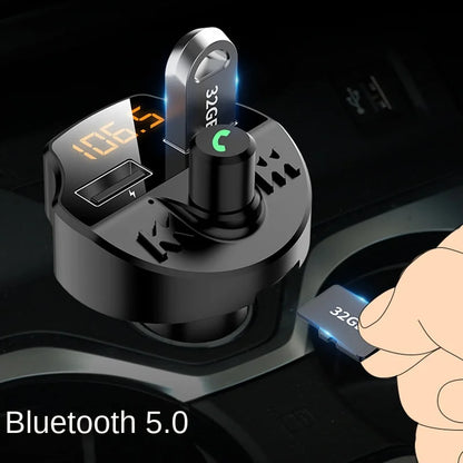 T66 Car MP3 Bluetooth Player: Card Slot, USB Port, Dual USB Charging, Car Bluetooth Hands-free FM Transmitter