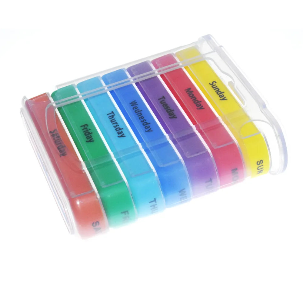 1PC 7 Days A Week Pill Box 28 Squares Pill Organizer Plastic Medicine Storage Moisture-proof Pill Box for Family Travel