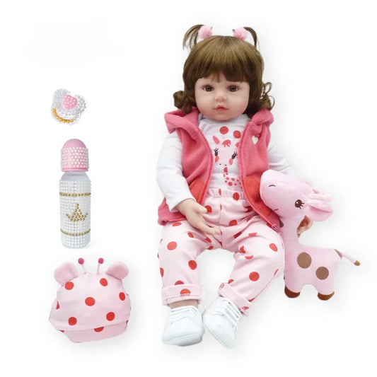 47cm Reborn Dolls Soft Silicone Reborn Baby Dolls Lifelike Baby Girl Doll Gifts for Girls Reborn Doll Kit Pink Simulation Baby